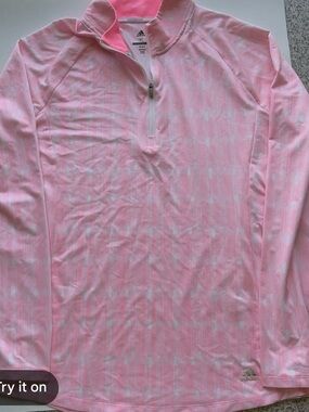 adidas Pink  Golf Long-Sleeve Quarter-Zip Performance Top